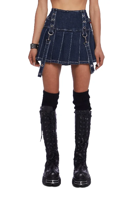Women's Night-Out Outfit Pleated Bondage Mini Skirt