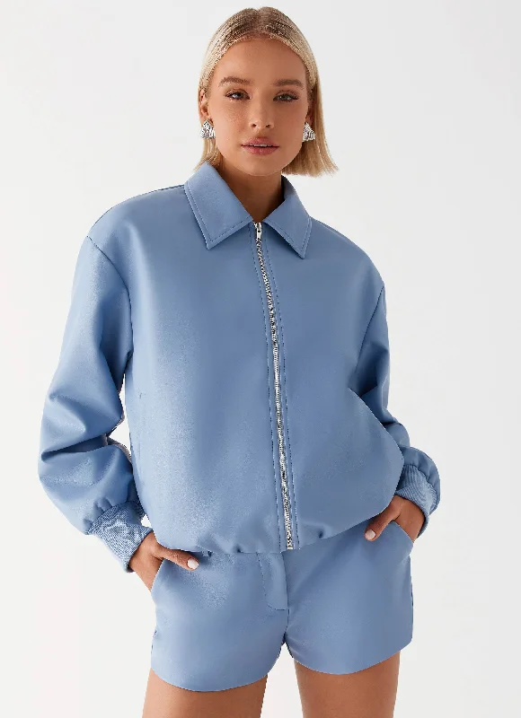 Women's Clothes For Special Occasions Aspen Oversized Bomber Jacket - Blue