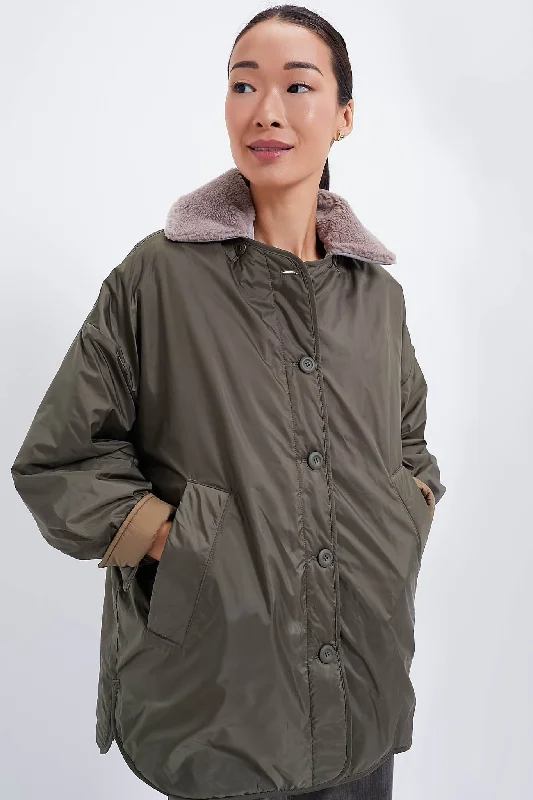 Women's Casual Outfit Reversible Kaki Drava Jacket
