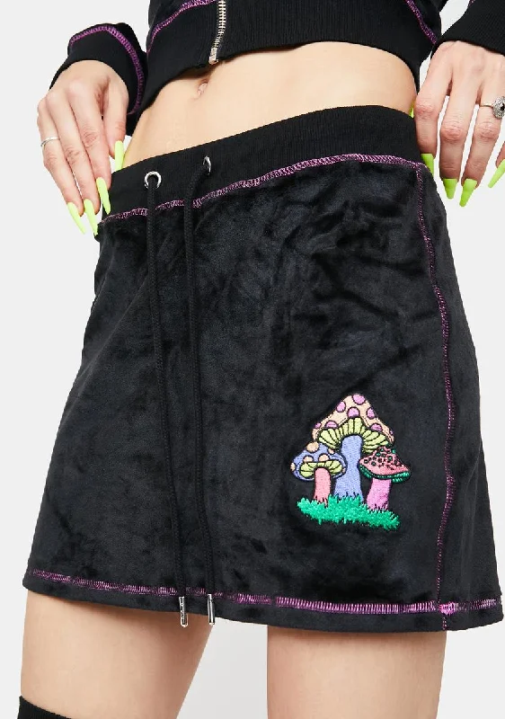 Women's Elegant Evening Attire Mind Trip Velour Mini Skirt