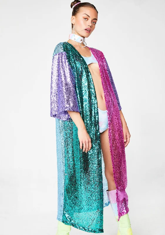 Women's High-Fashion Outfit Sparkle Royalty Sequin Kimono