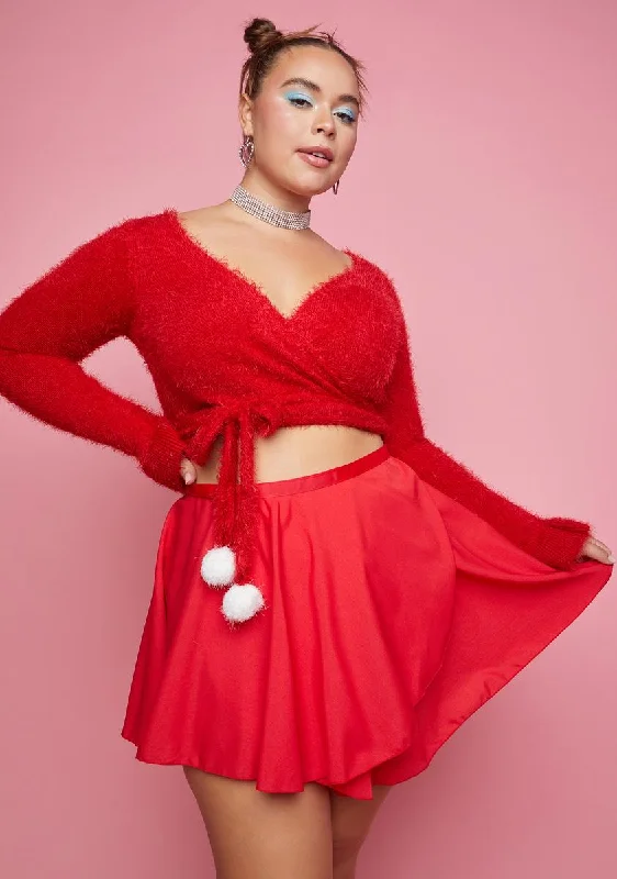 Women's Outfit Plus Cherry Buns N' Bows Wrap Mini Skirt