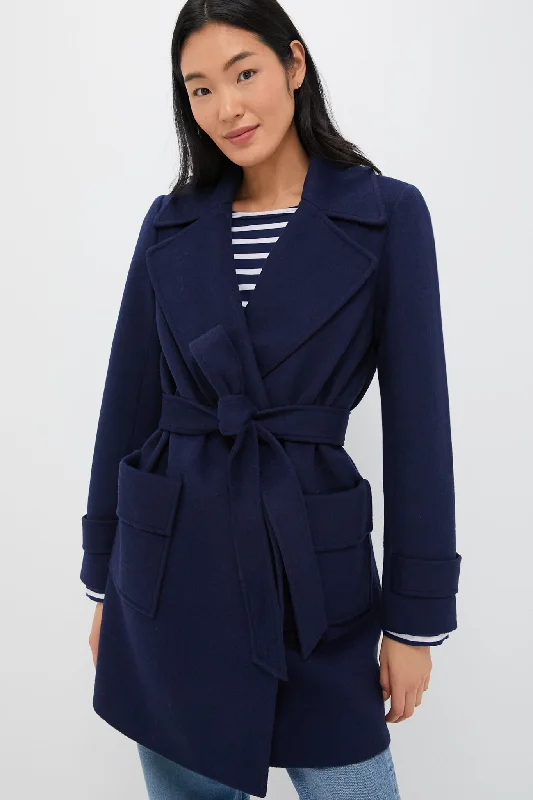 Plus-Size Women's Garments Navy Wool Ives Wrap Coat