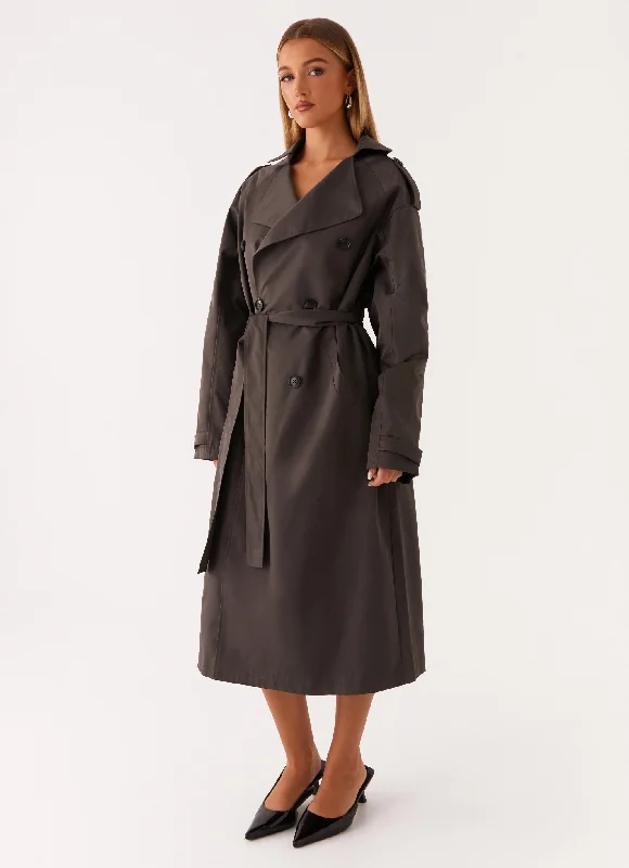 Women's Functional Outdoor Garments Brighton Oversized Trench Coat - Grey