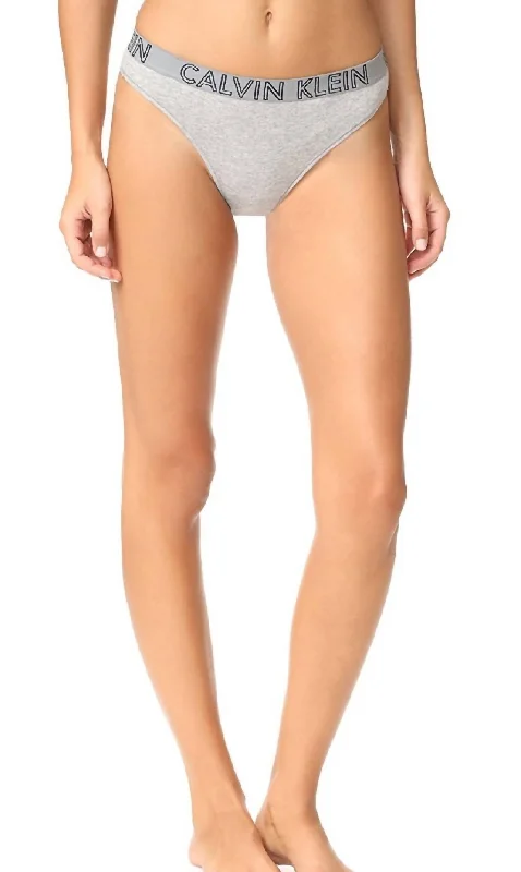 Women's Romantic Outfit Ultimate Cotton Thong Panty In Grey