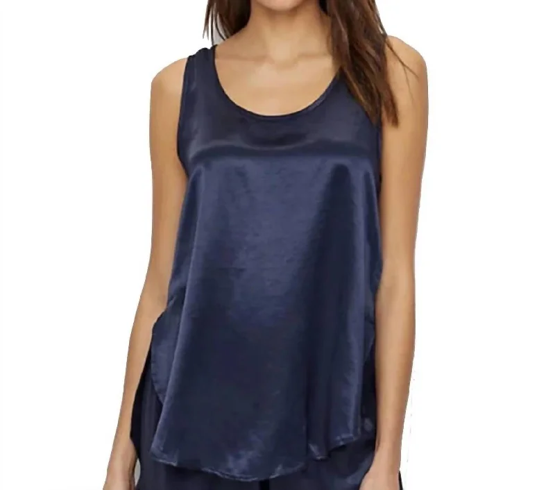 Women's Active Outfit For Fitness Jackie Hi Low Cami In Navy Blue