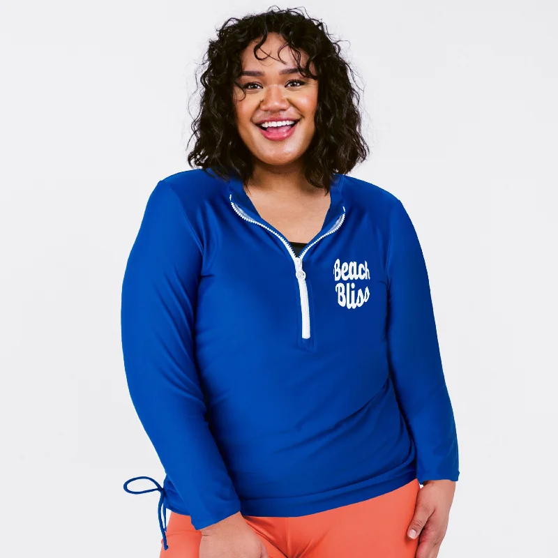 Women's Comfortable Apparel Women's Half-Zip Long Sleeve Rash Guard Nora Swim Top