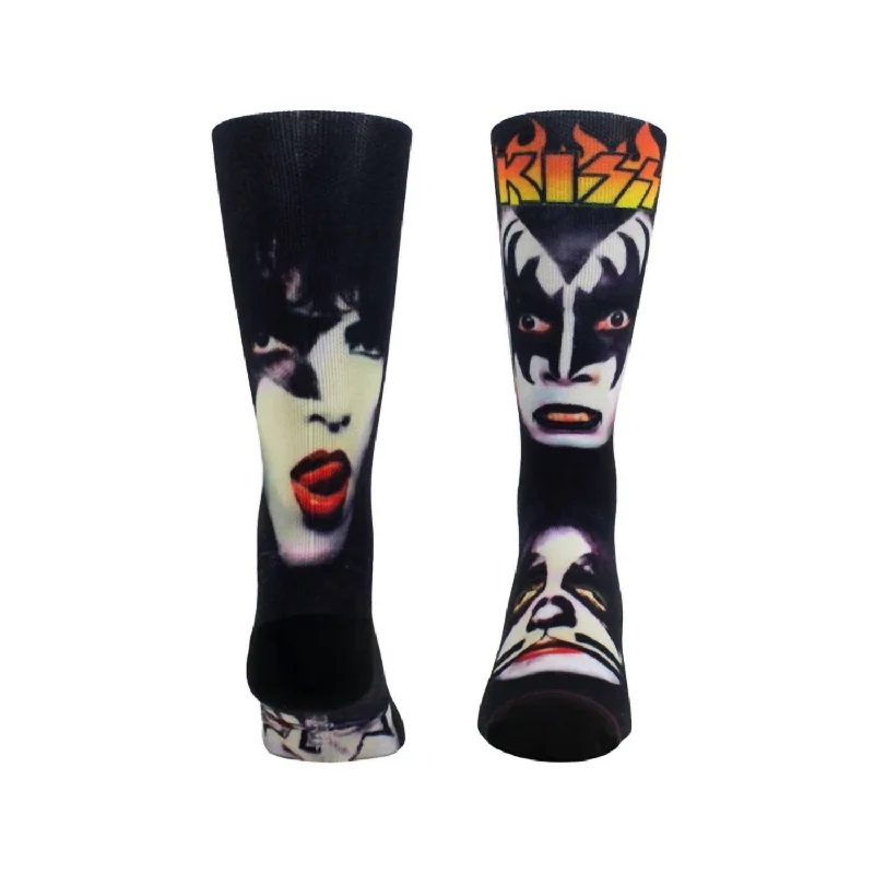 Women's Travel Garments Unisex - Kiss Painted Faces Socks In Black