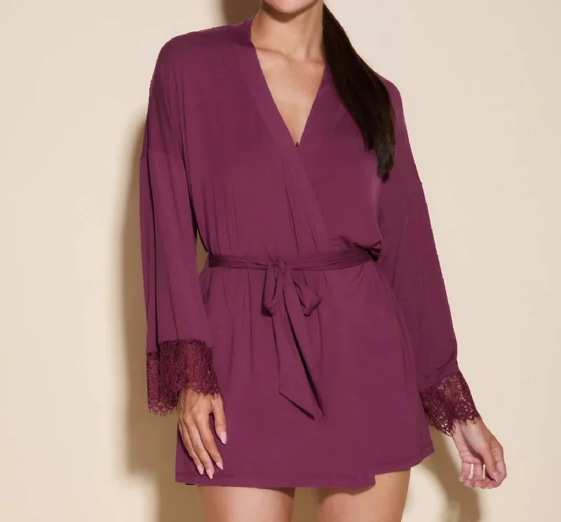 Women's Plus-Size Casual Outfit Sicilia Short Robe In Vino