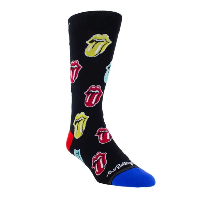Women's Activewear Garments Unisex - The Rolling Stones Multi Color Tongues Socks In Black Multi