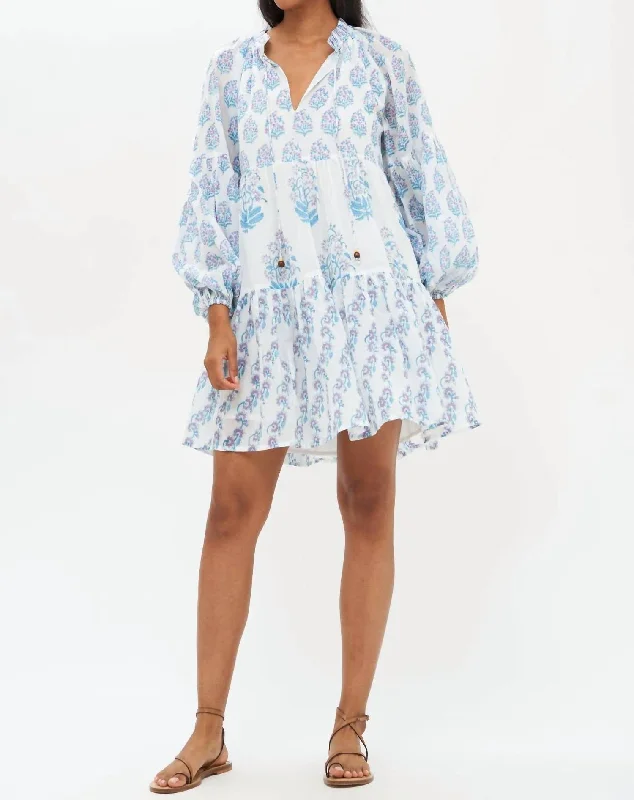 Summer Essentials Balloon Sleeve Dress In Lilac Selva