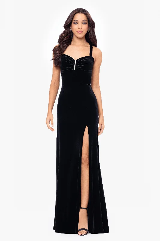Trendy Aesthetics Blondie Nites "Astor" Embellished Velvet Floor Length Dress