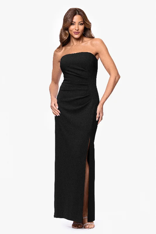 VIP Member Discount "Anne" Scuba Crepe Strapless Floor Length Dress