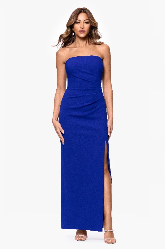 Winter Wardrobe Clearance "Anne" Scuba Crepe Strapless Floor Length Dress