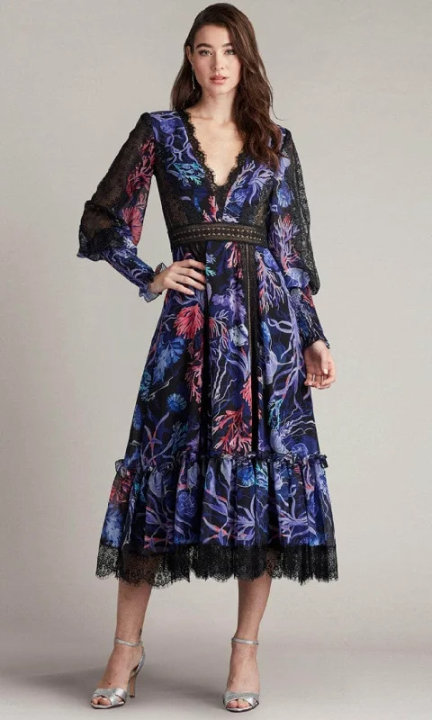 Mega Sales Tadashi Shoji CFL24398MD - Printed Tea-Length Dress