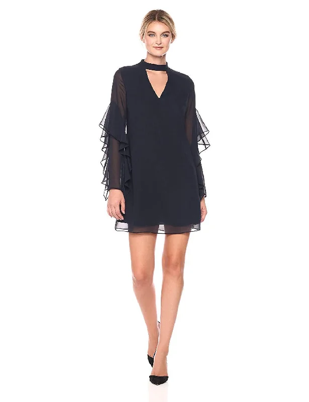 Elegant Simplicity Wardrobe Sam Edelman - Cutout Front Ruffle-Trimmed Sleeve Dress 10F091SC