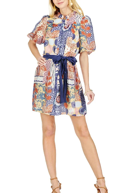 Style Versatile Women's Collection Puff Sleeve Dress In Abstract Floral