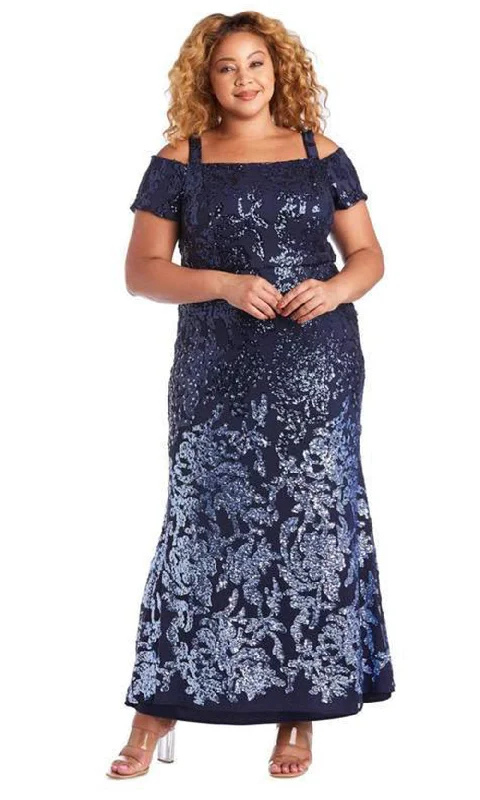 Exclusive Discount R&M Richards - 7133WSC Cold Shoulder Sequined Full Length Dress