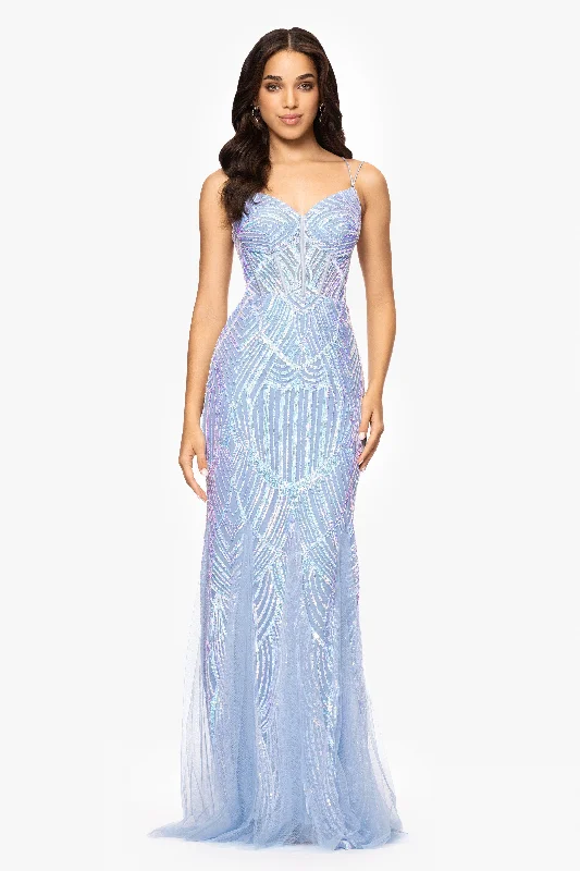 Stupidly Low Prices Blondie Nites "Kailey" Sequin Corset Floor Length Dress