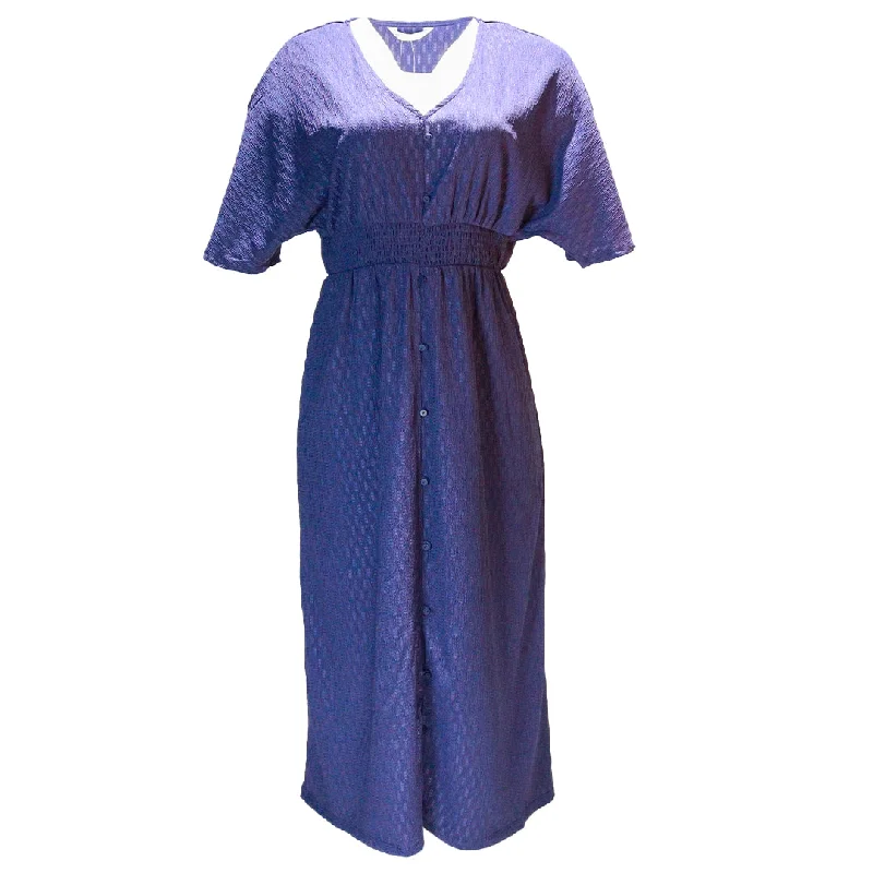 Huge Discounts This Week Navy Button Down  Length Dress