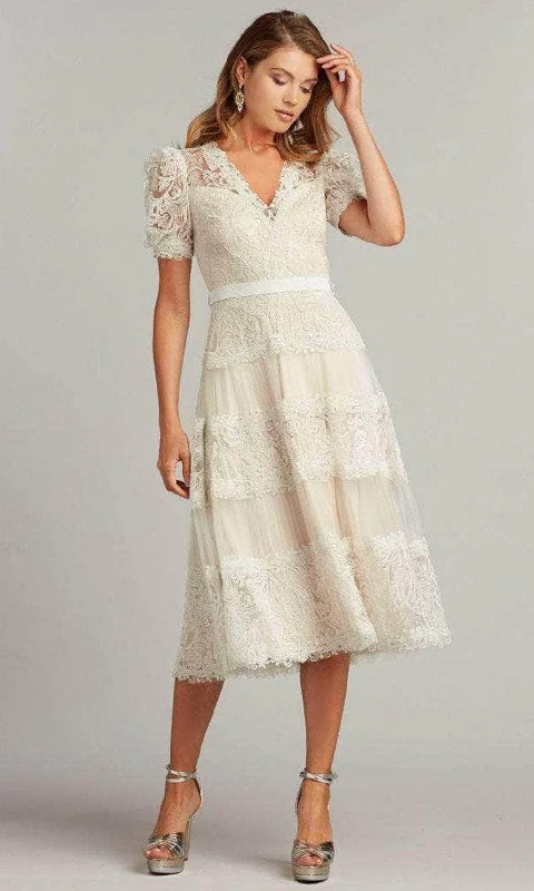 Chic Style Tadashi Shoji BSU21108MD - Floral Lace Tea-Length Dress