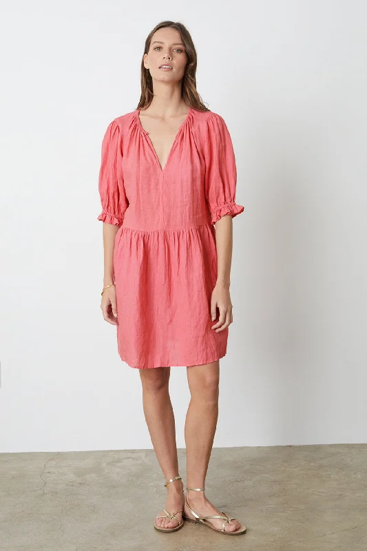 Woman Clothing KAILANI LINEN PUFF SLEEVE DRESS