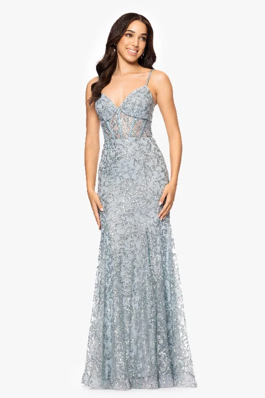 Discover Now Blondie Nites "Stony" Sequin Corset Floor Length Dress