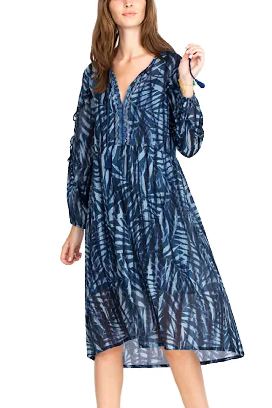 Exclusive Discount Tropic Twilight Ruffle Sleeve Dress In Multi