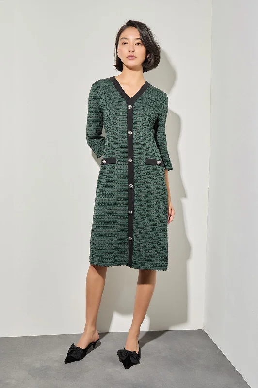 Sale For Women Plus Size V-Neck Knit Sheath Knee-Length Dress