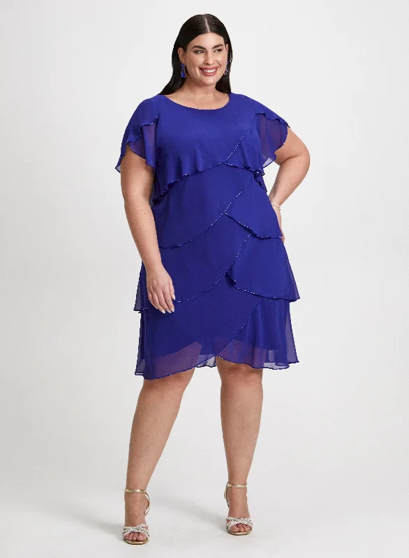 Trend Driven Wardrobe Tiered Flutter Sleeve Dress