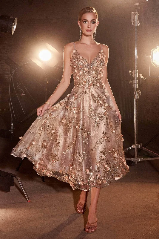Trendy Styles Ladivine CC2261 - Sleeveless Tea-Length Dress