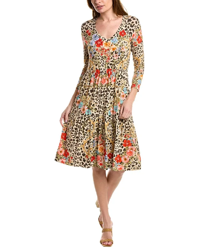 Eco Friendly Fashion Sale Johnny Was Cheetah Tiered Tea Length Dress