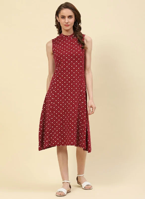 Unbeatable Prices Women Maroon Printed Dress