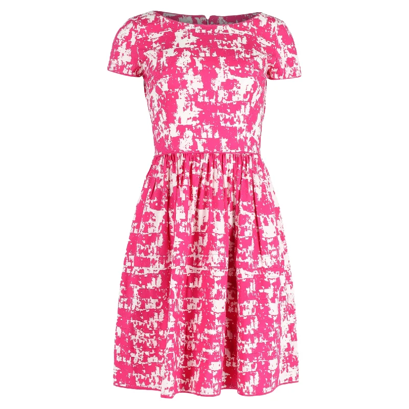 Versatile Wardrobe Essentials Oscar de la Renta Printed Knee-Length Dress in Pink Cotton