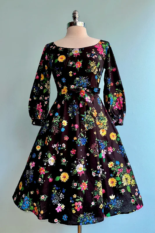 Glamorous Evening Wear Jardin Black Floral Jeanette Dress by Heart of Haute