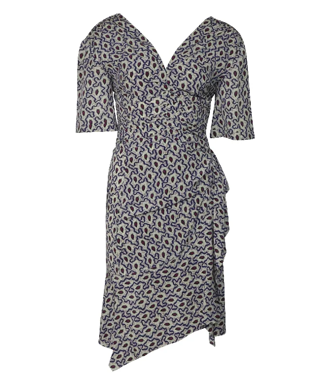 Final Sale Isabel Marant Arodie Wrap-Effect Printed Dress in Multicolor Silk