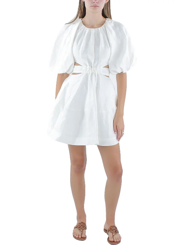 Trend Leading Collection Womens Mini Linen Blend Fit & Flare Dress