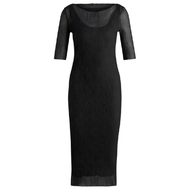 Trendy Outfits For Ladies Cropped-sleeve dress in pliss tulle