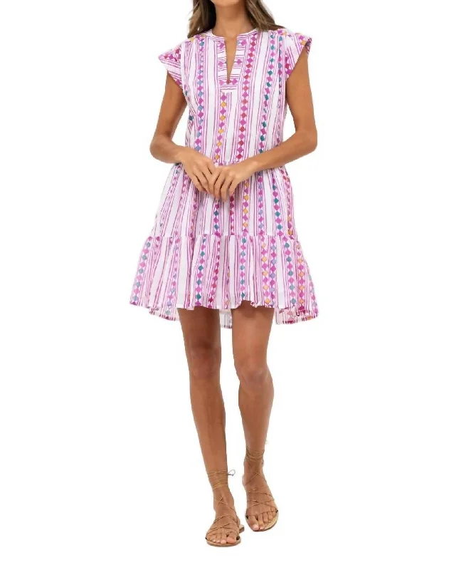 Fashion Frontiers Roll Sleeve Dress In Trapeze Lilac