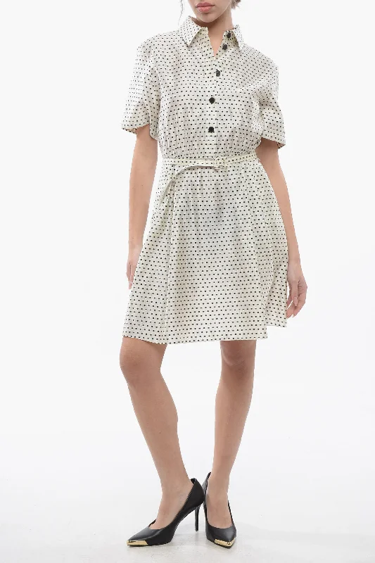 Women's Clothing Stores Dior Polka Dot Silk Blend Shirt Dress With Belt