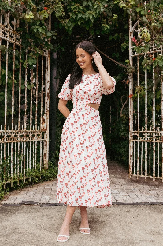 Clothing Woman Aminah Puff Sleeve Dress - Red Floral
