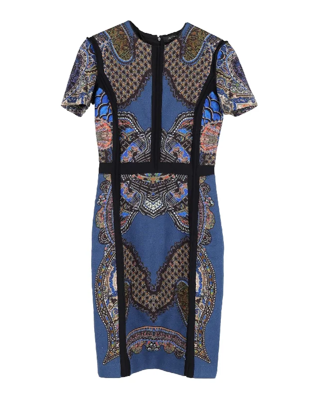 Top Brand Discounts Etro Printed Knee-Length Dress in Blue Cotton