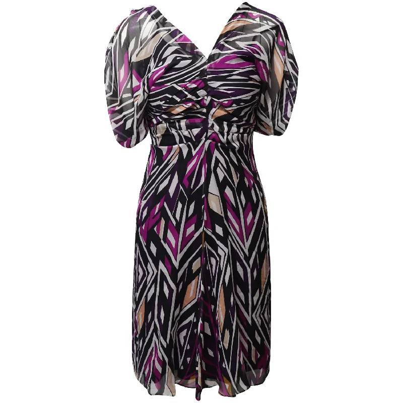 All Season Fashion Collection Diane Von Furstenberg Printed Mid-length Dress in Multicolor Silk