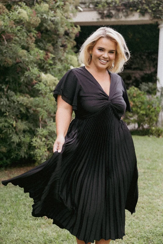Women Clothes Nova Flutter Sleeve Dress - Black