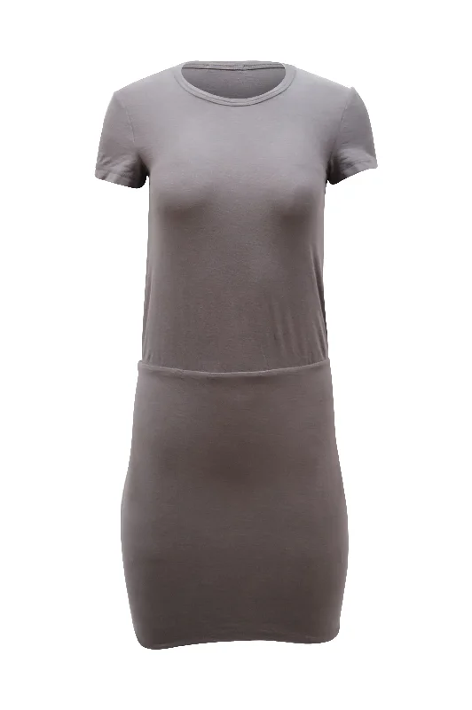 Stylish Savings James Perse Jersey Blouson Dress in Grey Cotton