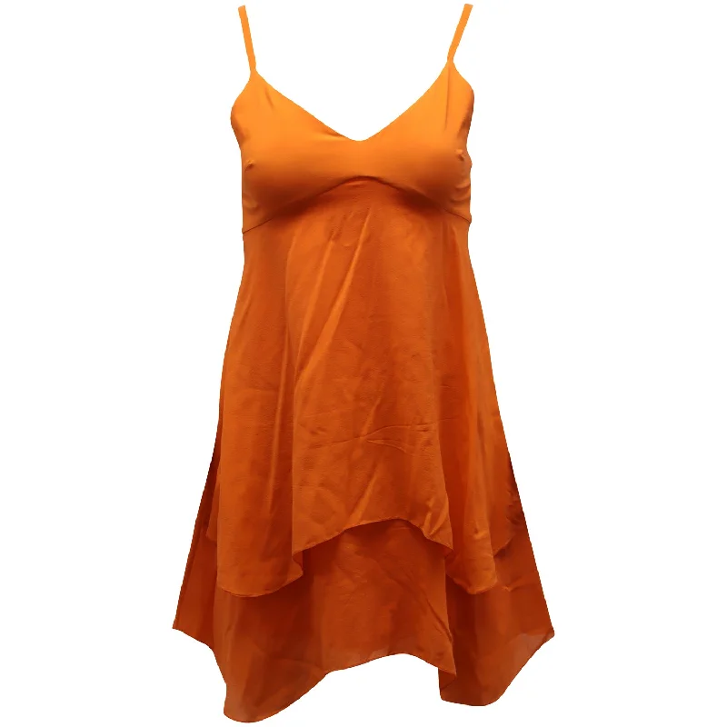 Trendy Boutique Online Alice + Olivia Tiered Mini In Orange Silk