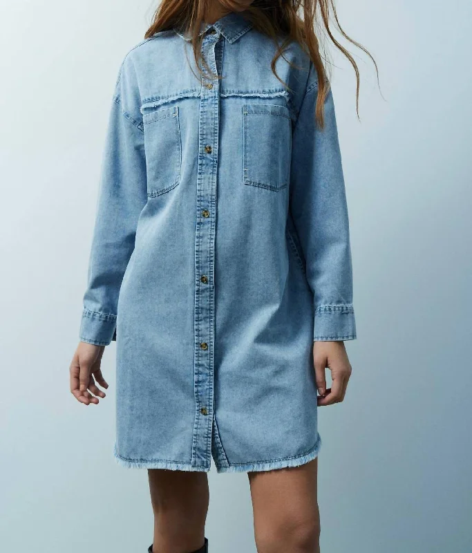 Cutting Edge Fashion Kiri Shirt Dress In Blue