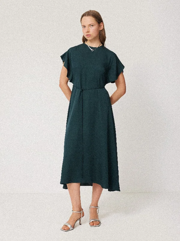Low Price Special Pure Silk Drape Sleeve Dress | Blue