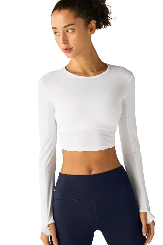 Timeless Women's Garments Powerbeyond Lite Airshield Long Sleeves Cropped Top - Lunar White