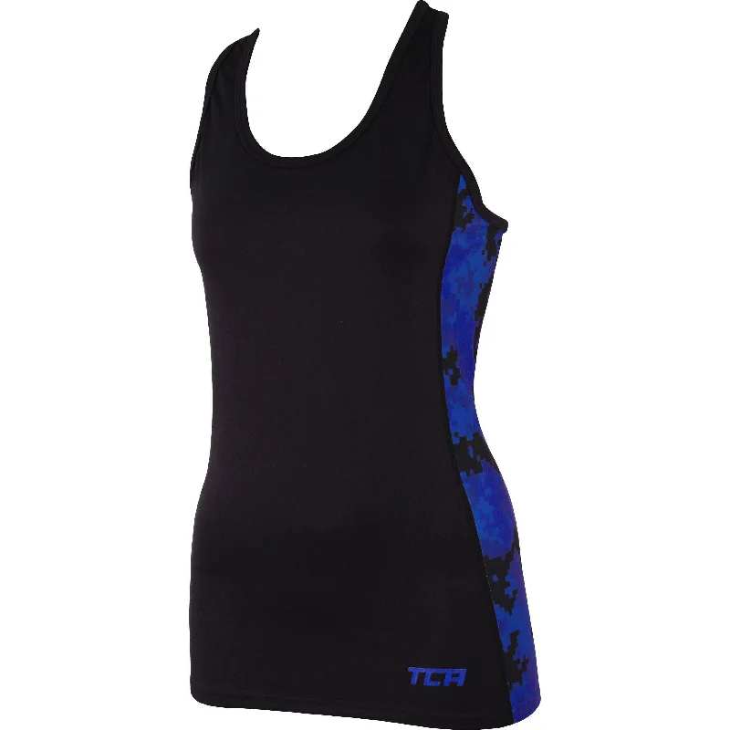 Women's High-Fashion Apparel TCA Camo Print Womens Running Vest Tank Top - Black